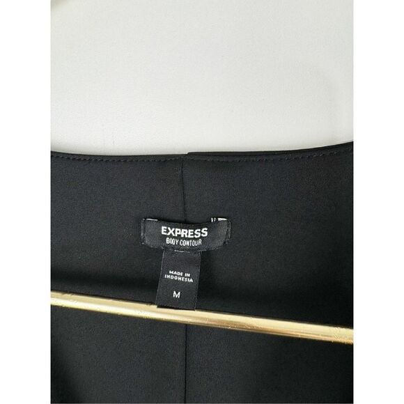 Express Women's Body Contour Short Sleeve Knot Front Sheath Dress Black Medium - Picture 4 of 6